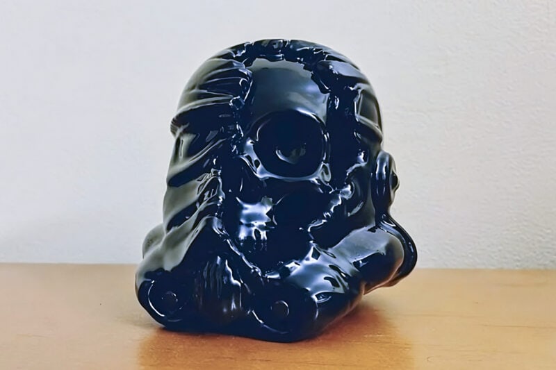 A 3D printed skull that has been vapor smoothed