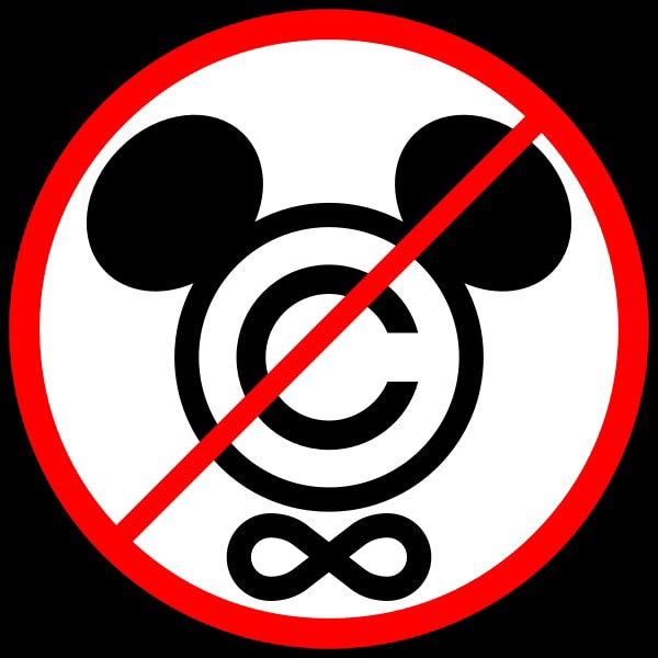 A disney copyright logo with red strikethrough