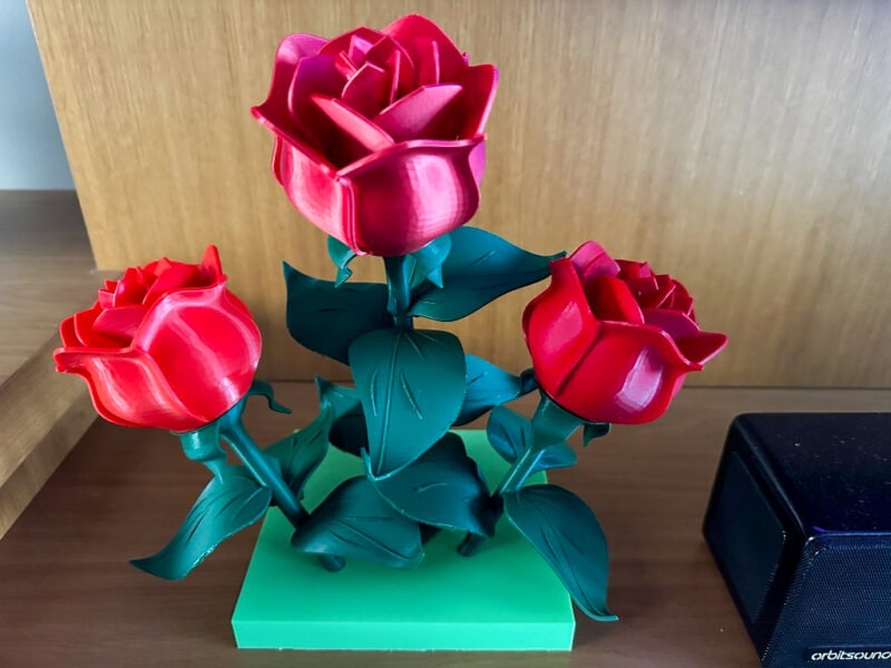 A set of 3D printed roses