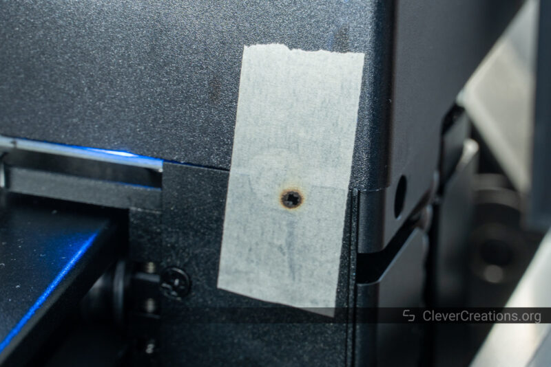 A misaligned CO2 laser beam made visible with a piece of clear tape