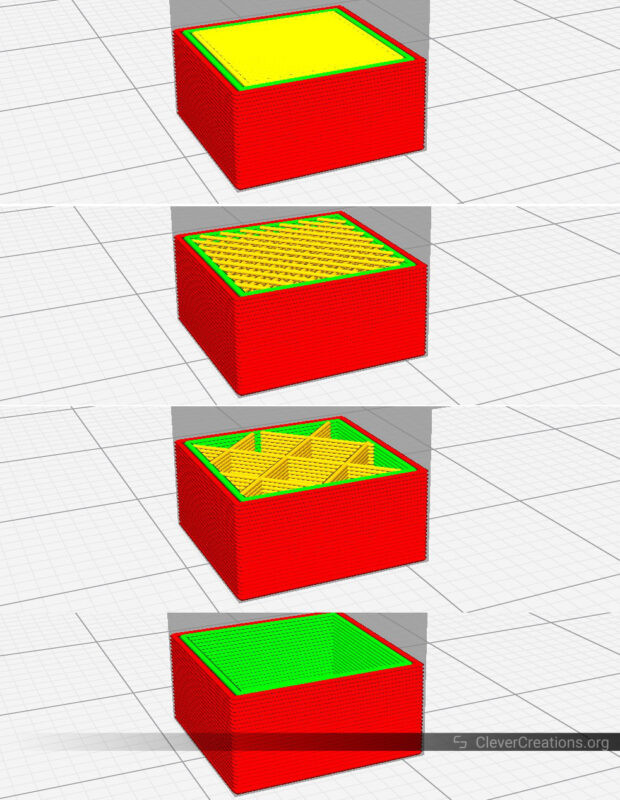 A comparison of Cura infill density
