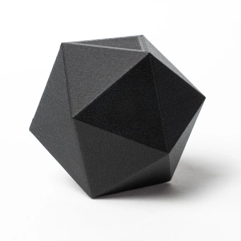 A polyhedron made with carbon-filled PLA material