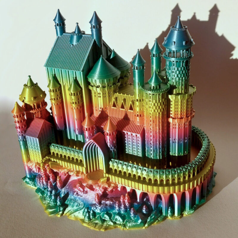 A castle in rainbow colors
