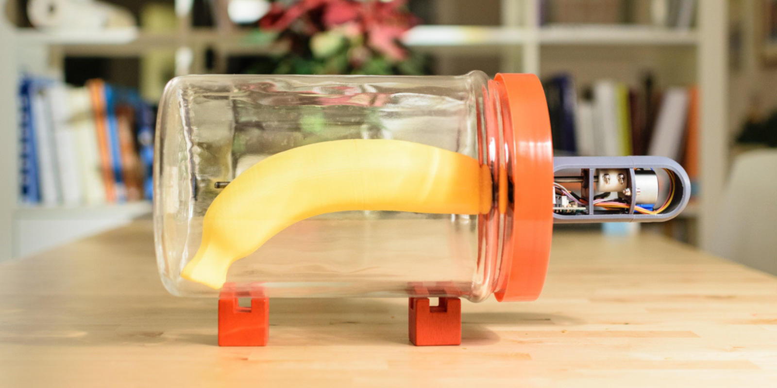 A demonstration of a banana 3D print used for smoothing ABS filament.