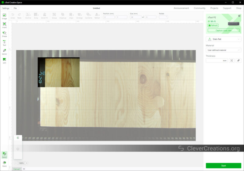 A screenshot of the dual camera preview in the xTool P2 software