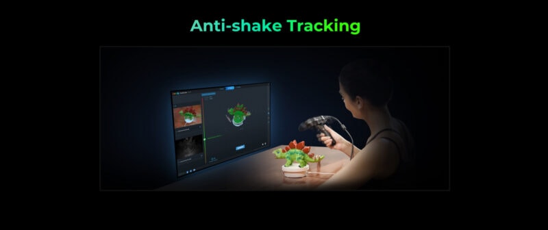 An example of anti-shake tracking used to capture a 3D model with accuracy
