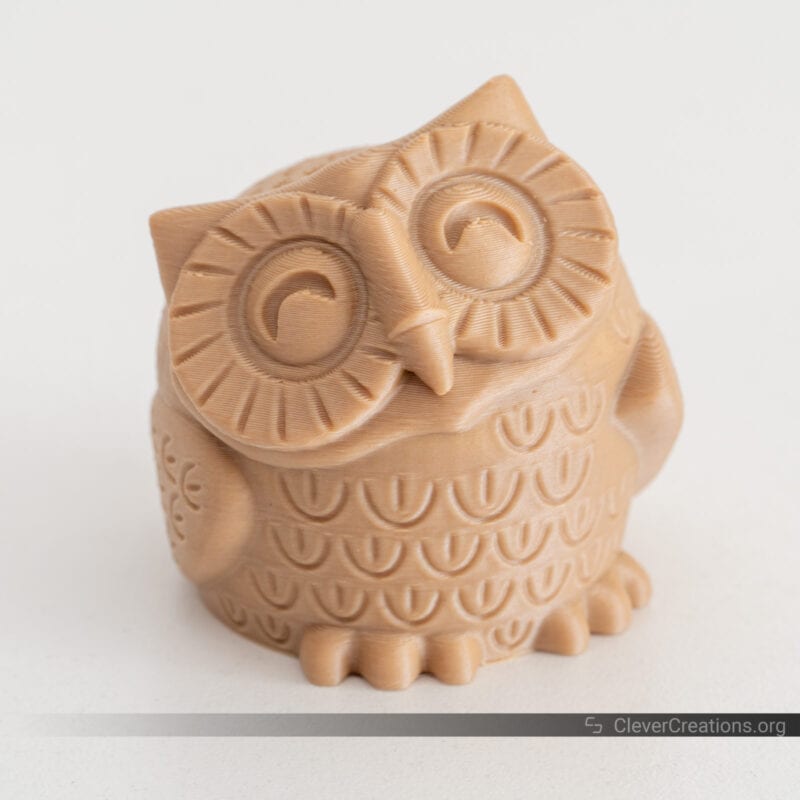 A cute owl made with wood PLA filament