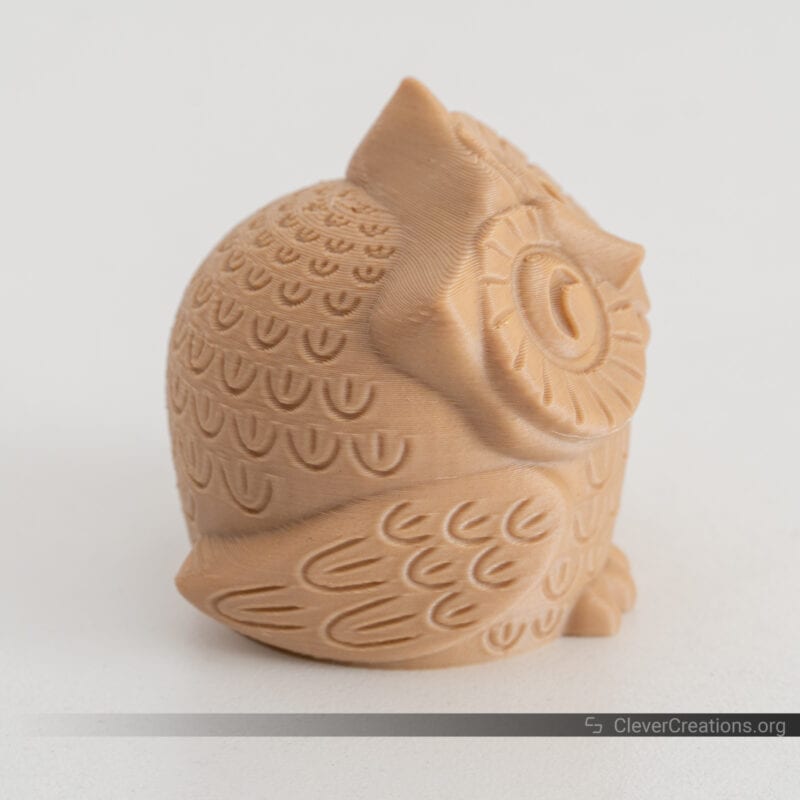 A cute owl made with wood PLA filament