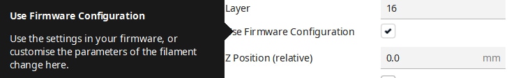 Screenshot of Cura slicer setting 'Use Firmware Configuration'
