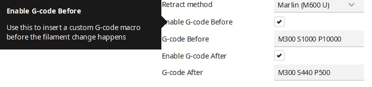 Screenshot of Cura slicer setting 'Enable G-code Before'