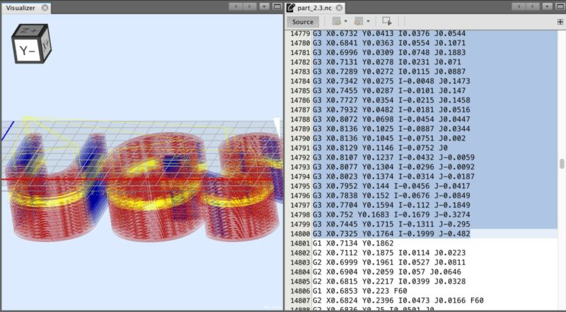 A screenshot of G-code visualizer software.