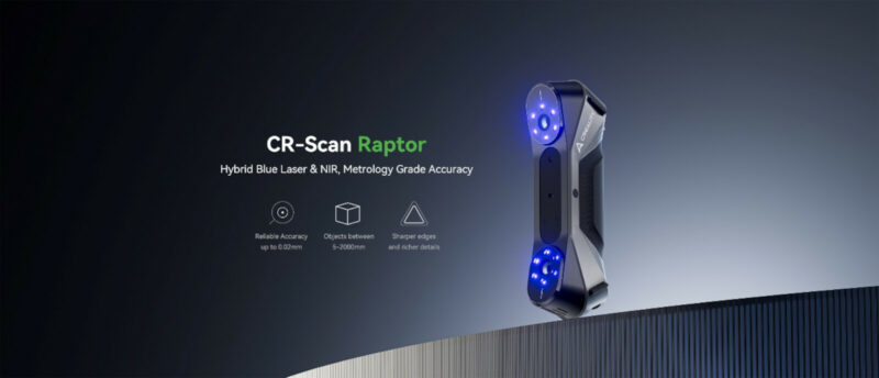 The CR-Scan Raptor blue laser & NIR 3D scanner.