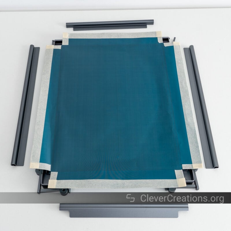 The preparation of a blue mesh screen for use in the xTool Screen Printer.